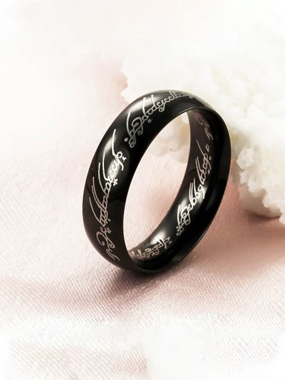

WROGN Men Printed Finger Ring, Black