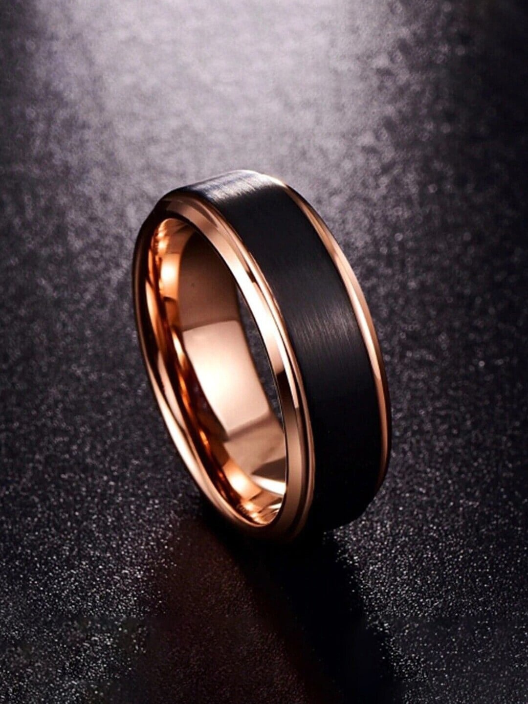 

WROGN Stainless Steel Silver Plated Finger Ring, Black