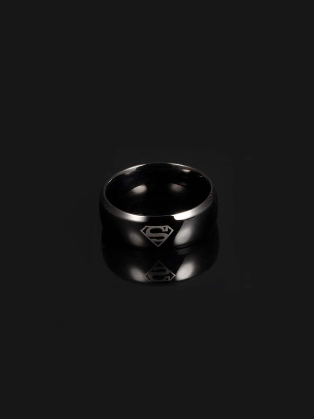 

WROGN Men Set Of 2 Stainless Steel Finger Rings, Black