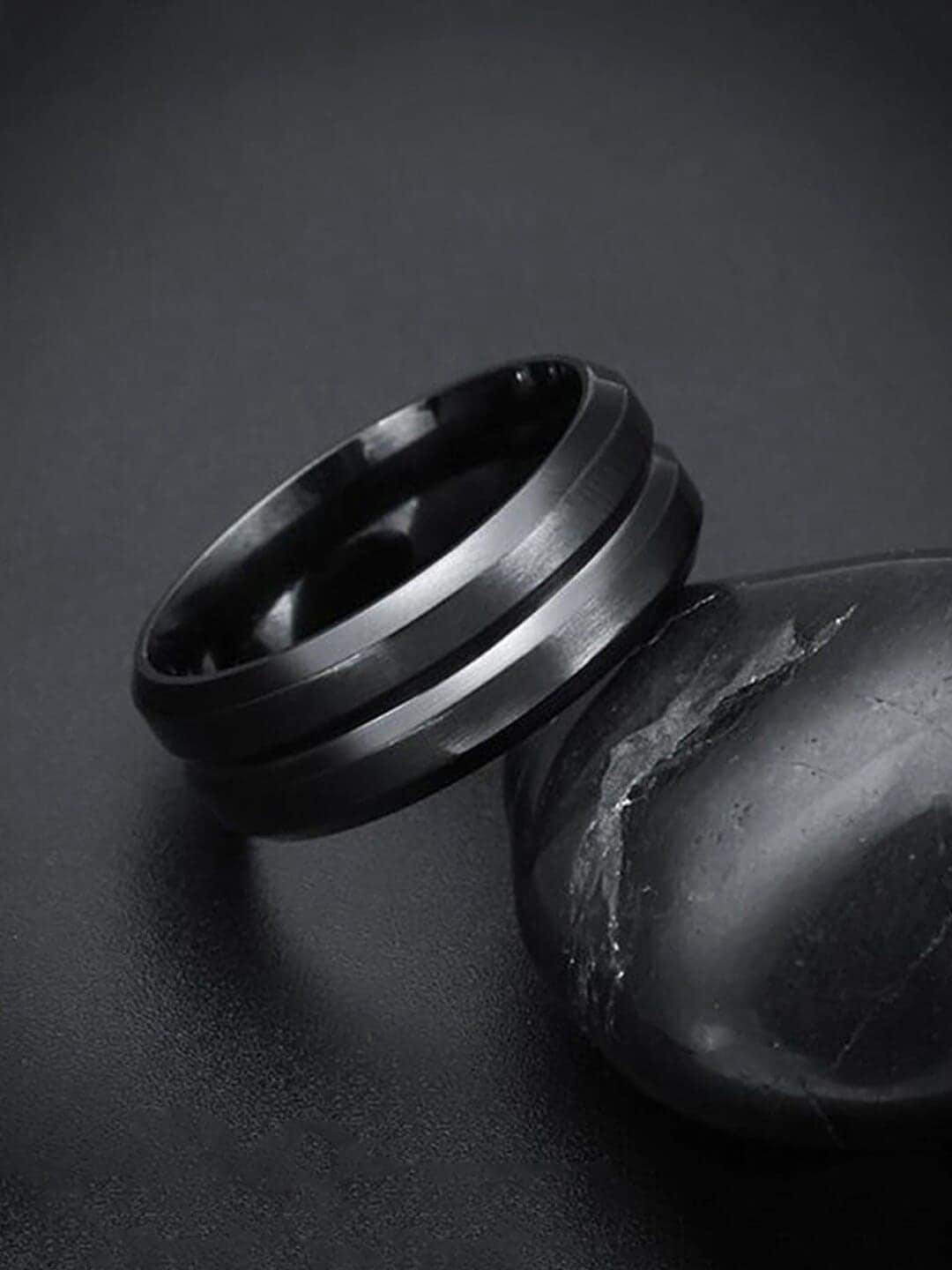 

WROGN Men Stainless Steel Finger Ring, Black