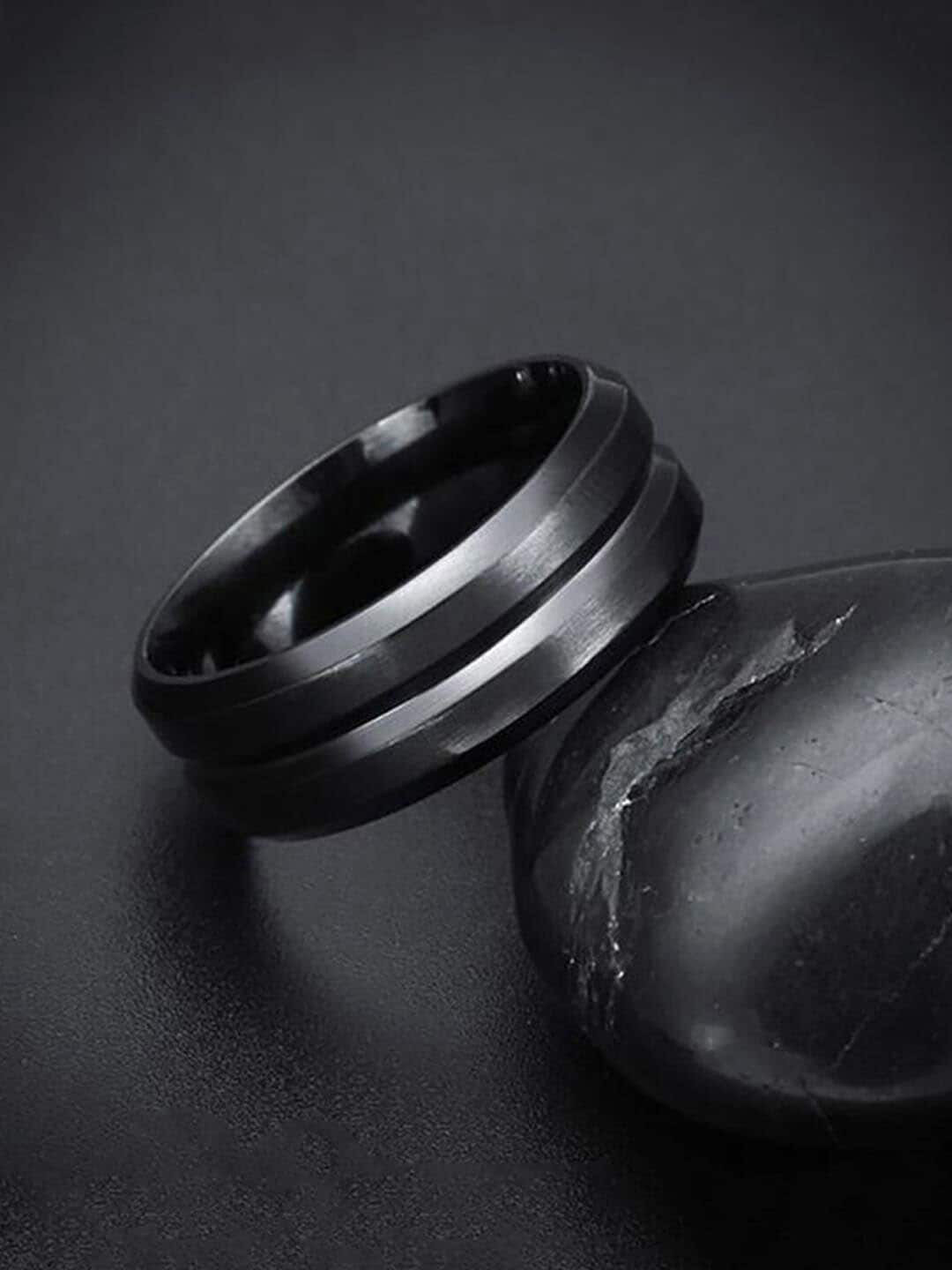 

WROGN Men Stainless Steel Smooth Finished Finger Ring, Black