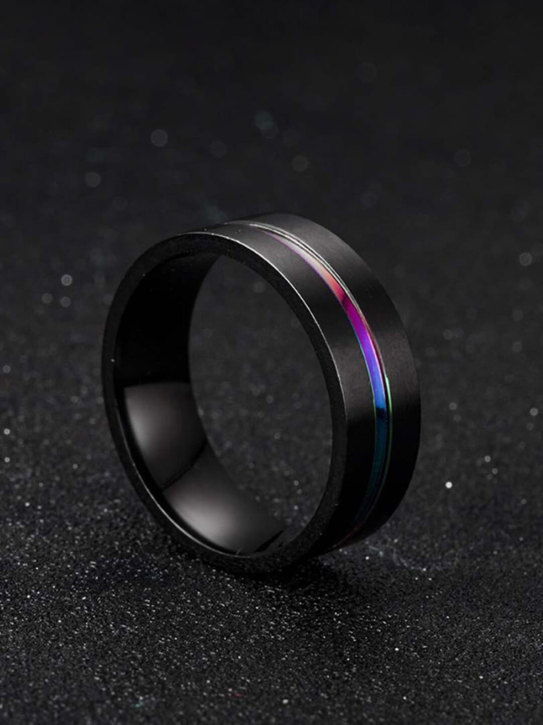 

WROGN Men Classic Grooved Centre Band Adjustable Finger Ring, Black