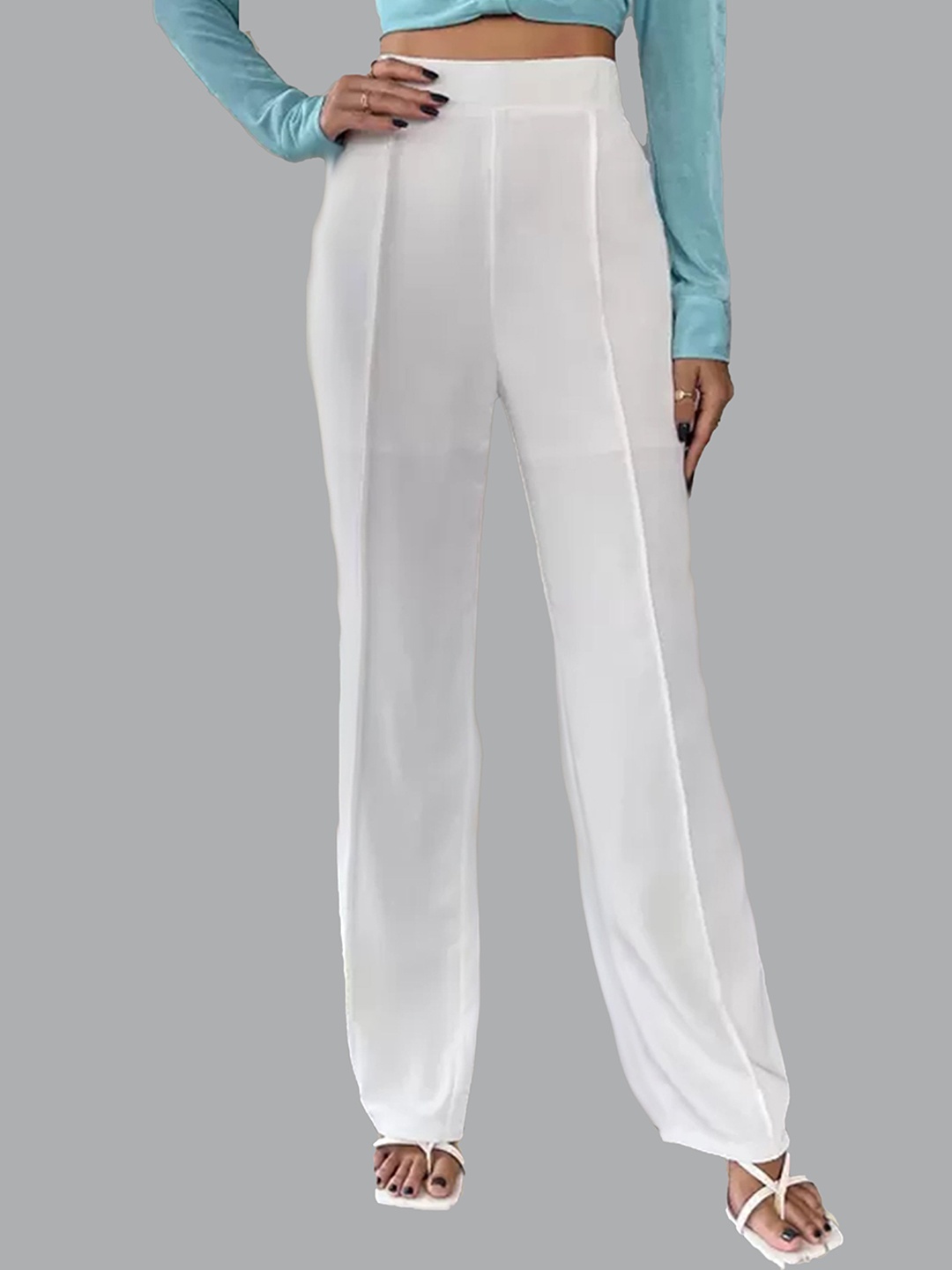 

N N ENTERPRISE Women Original High Rise Trousers, White