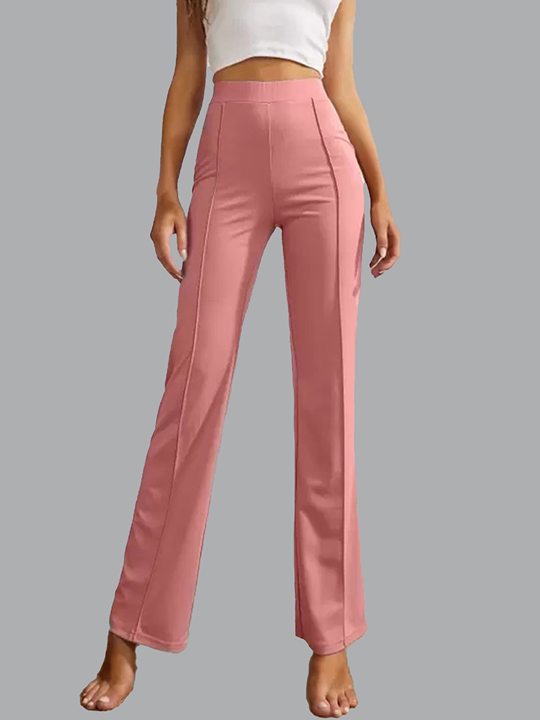 

N N ENTERPRISE Women Original High Rise Parallel Trousers, Peach