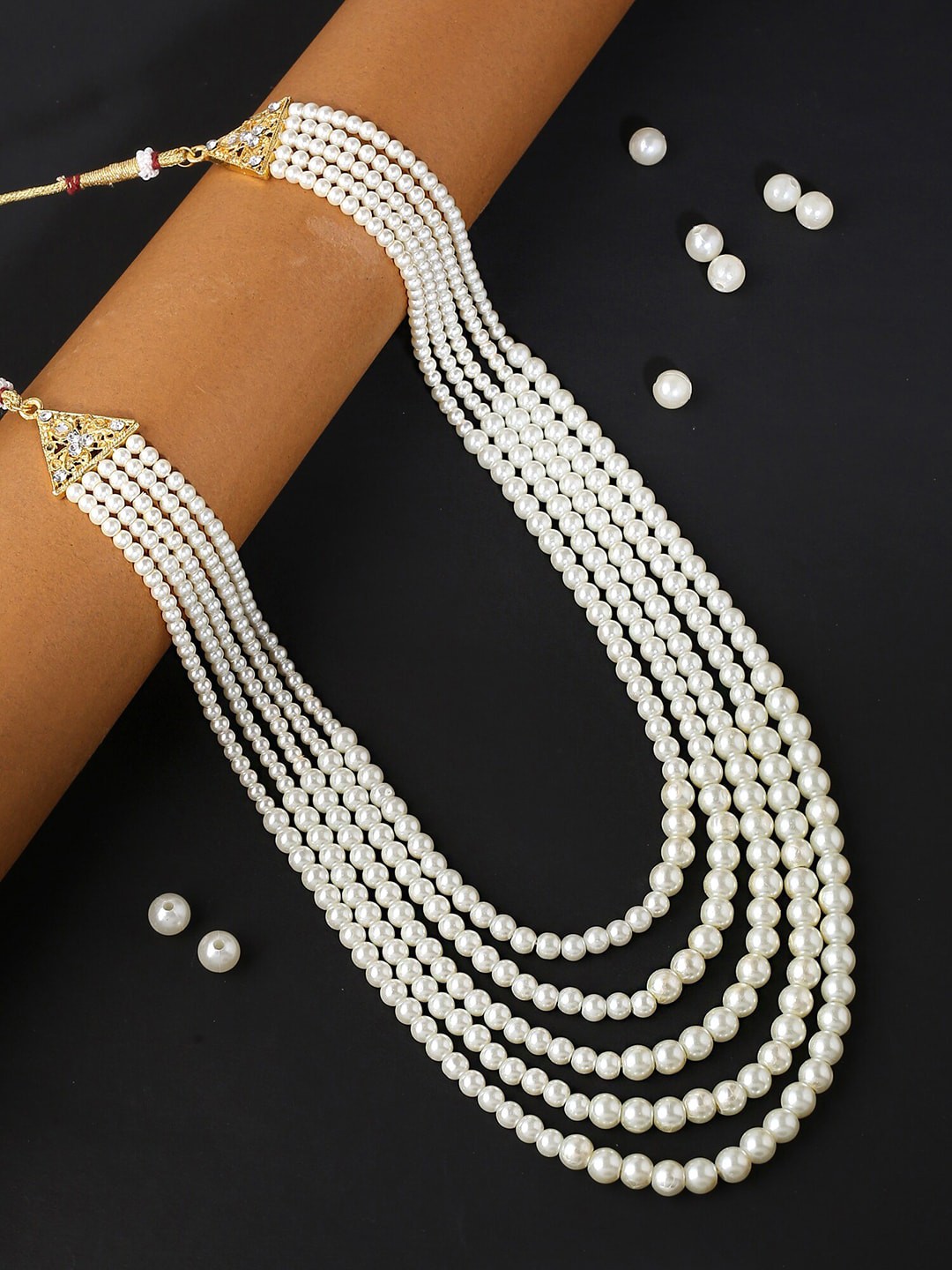 

WROGN Men Gold-Toned & White Gold-Plated Layered Necklace