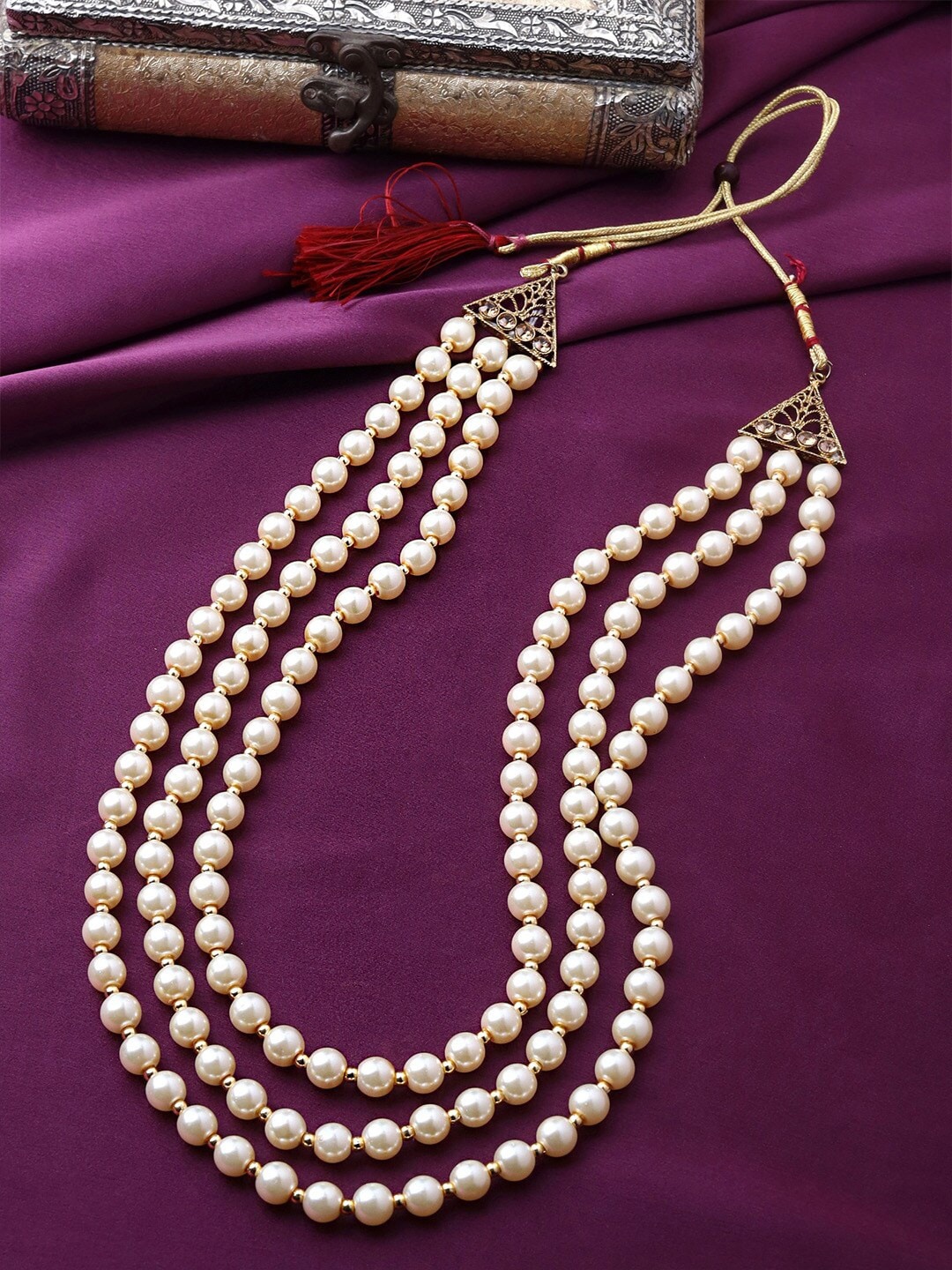

WROGN Men White & Gold-Toned Brass Layered Necklace