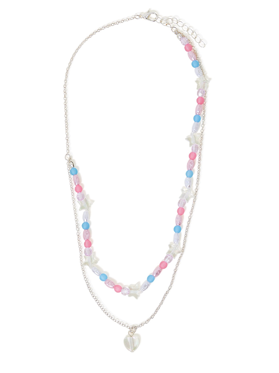 

Accessorize Girls Beaded Layered Heart Necklace, White