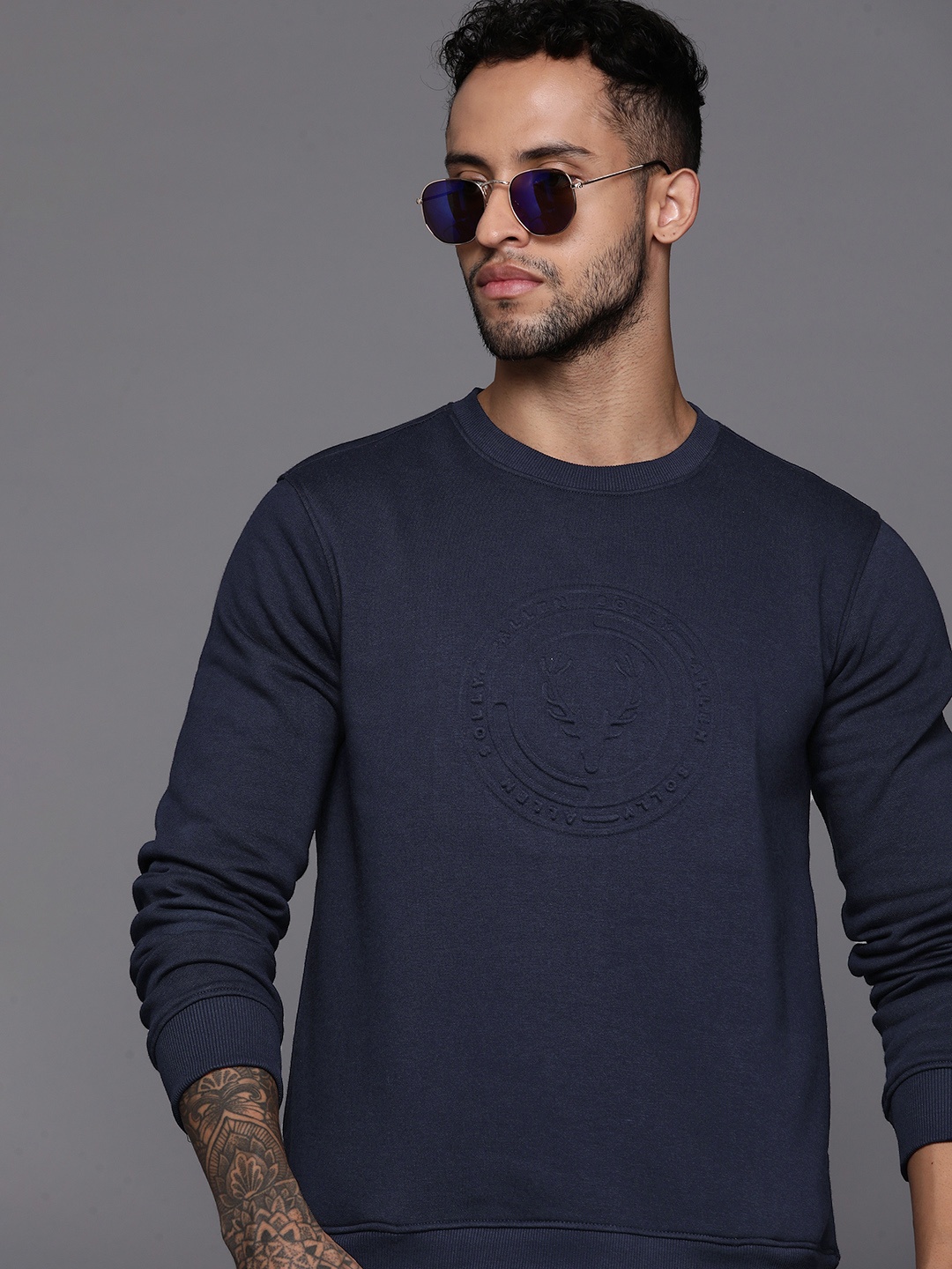 

Allen Solly Brand Logo Embossed Sweatshirt, Navy blue