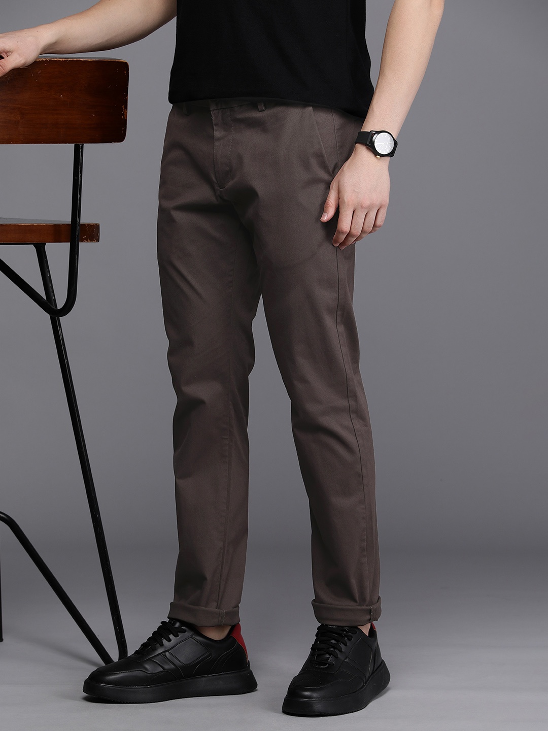 

Allen Solly Men Mid Rise Slim Fit Semi Formal Trousers, Brown