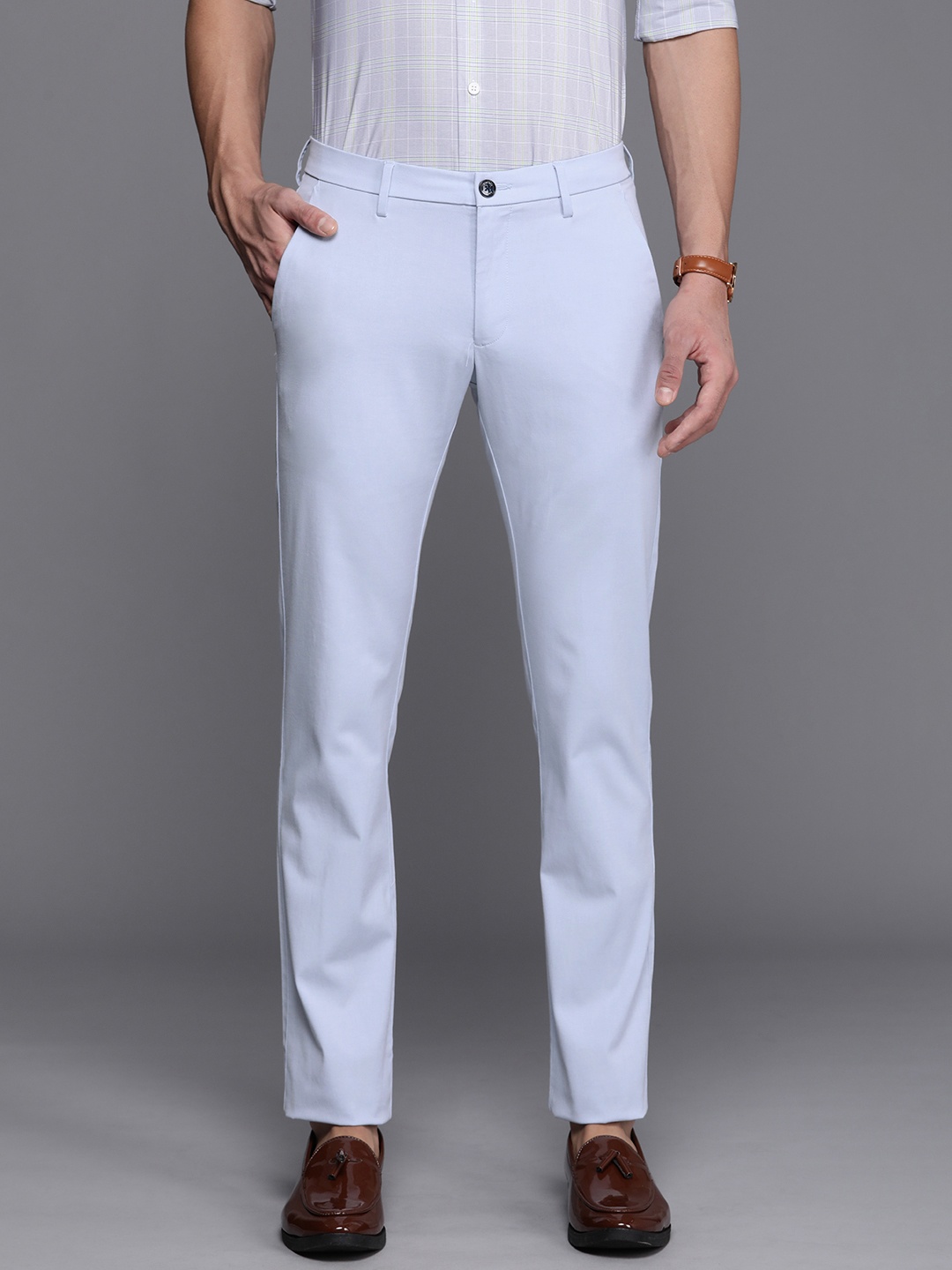 

Allen Solly Men Slim Fit Trousers, Blue