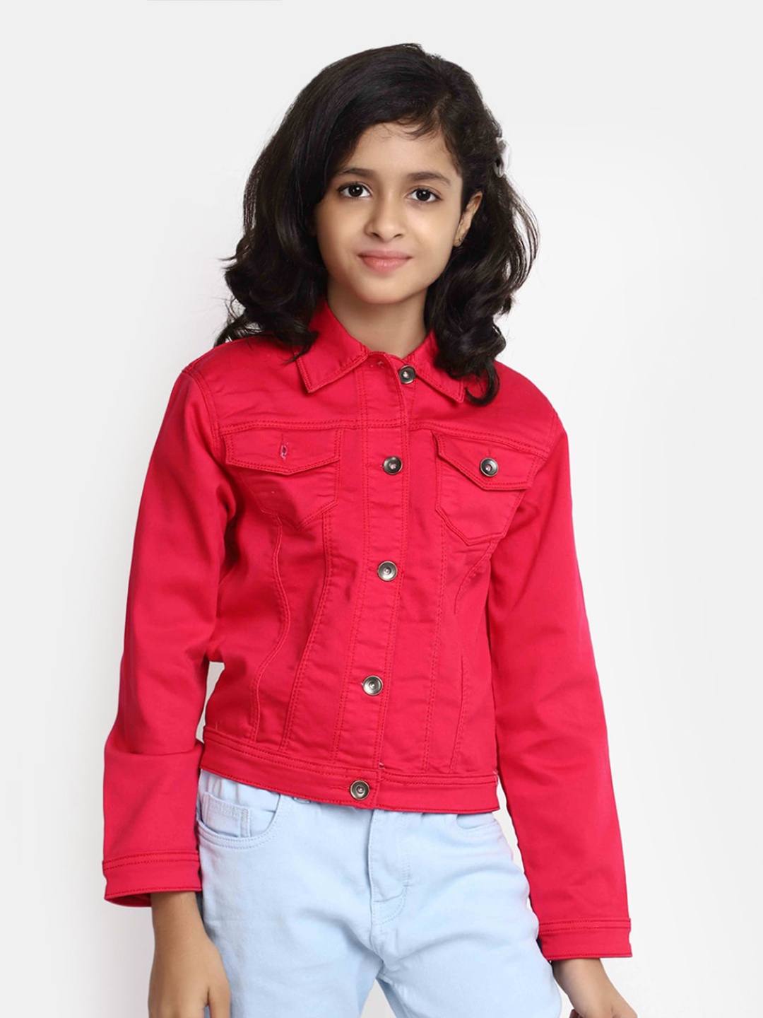 

V-Mart Girls Shirt Collar Cotton Shirt Style Top, Fuchsia