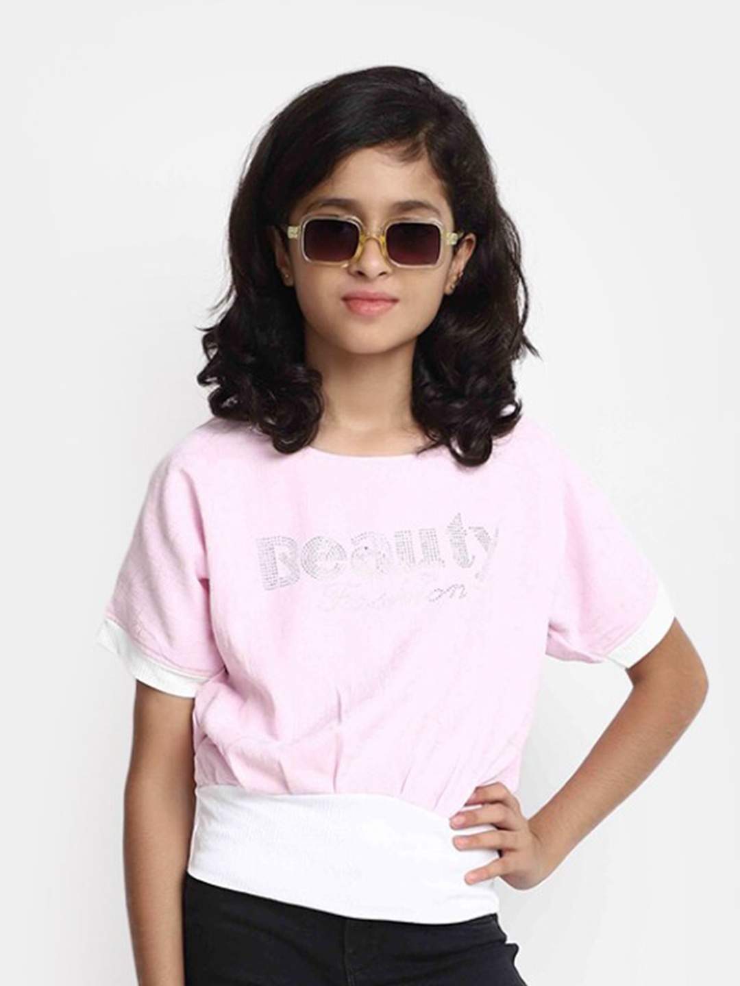 

V-Mart Typography Printed Cotton Top, Pink