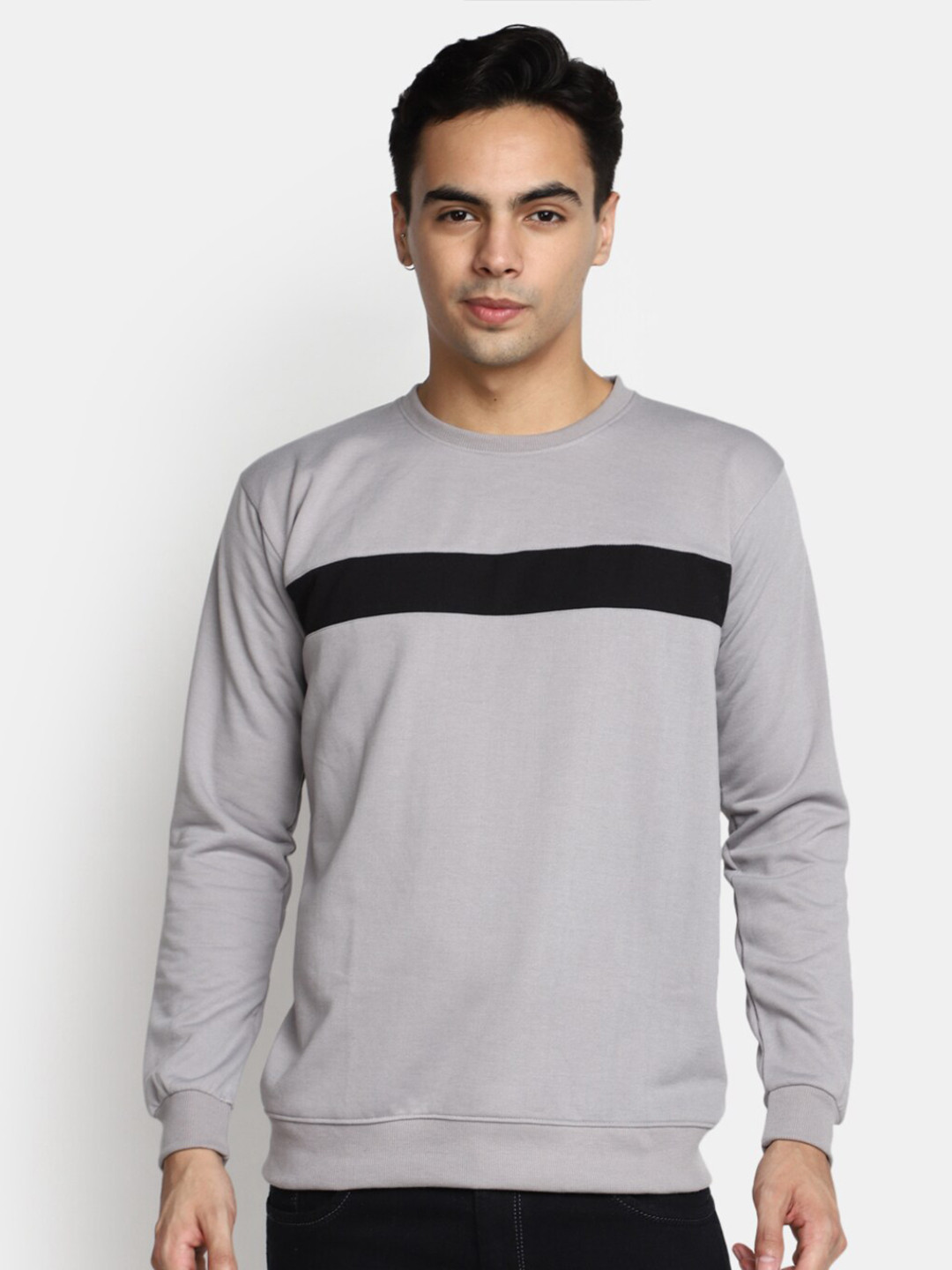 

V-Mart Round Neck Fleece Pullover Sweatshirt, Grey