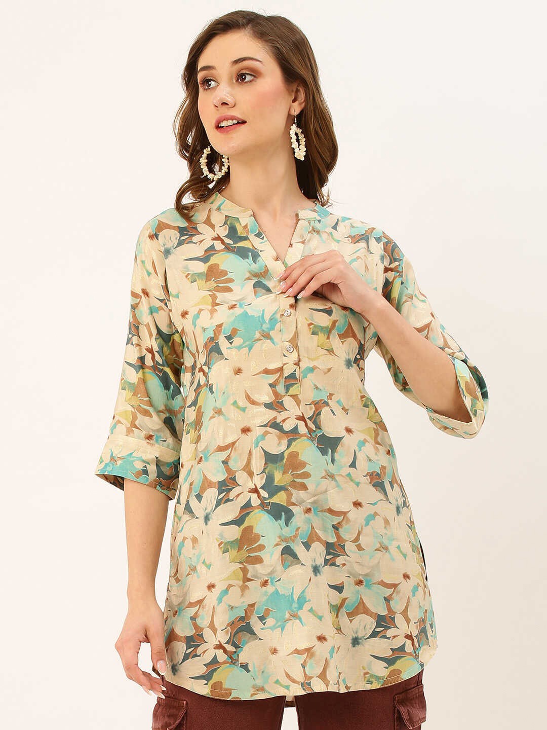 

ZOLA Floral Printed Tunic, Cream