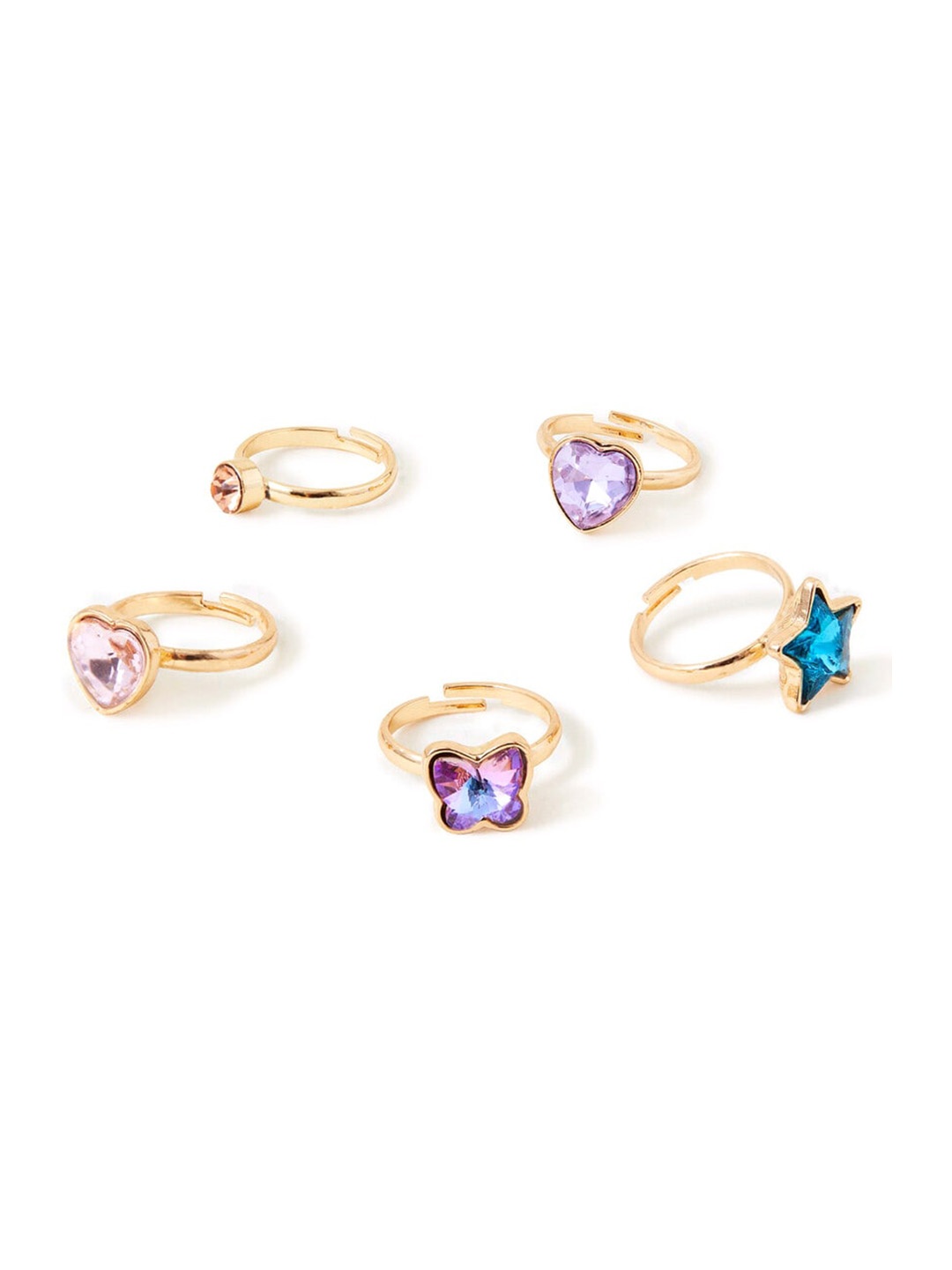 

Accessorize Girls Set Of 5 Stone-Studded Finger Rings, Gold