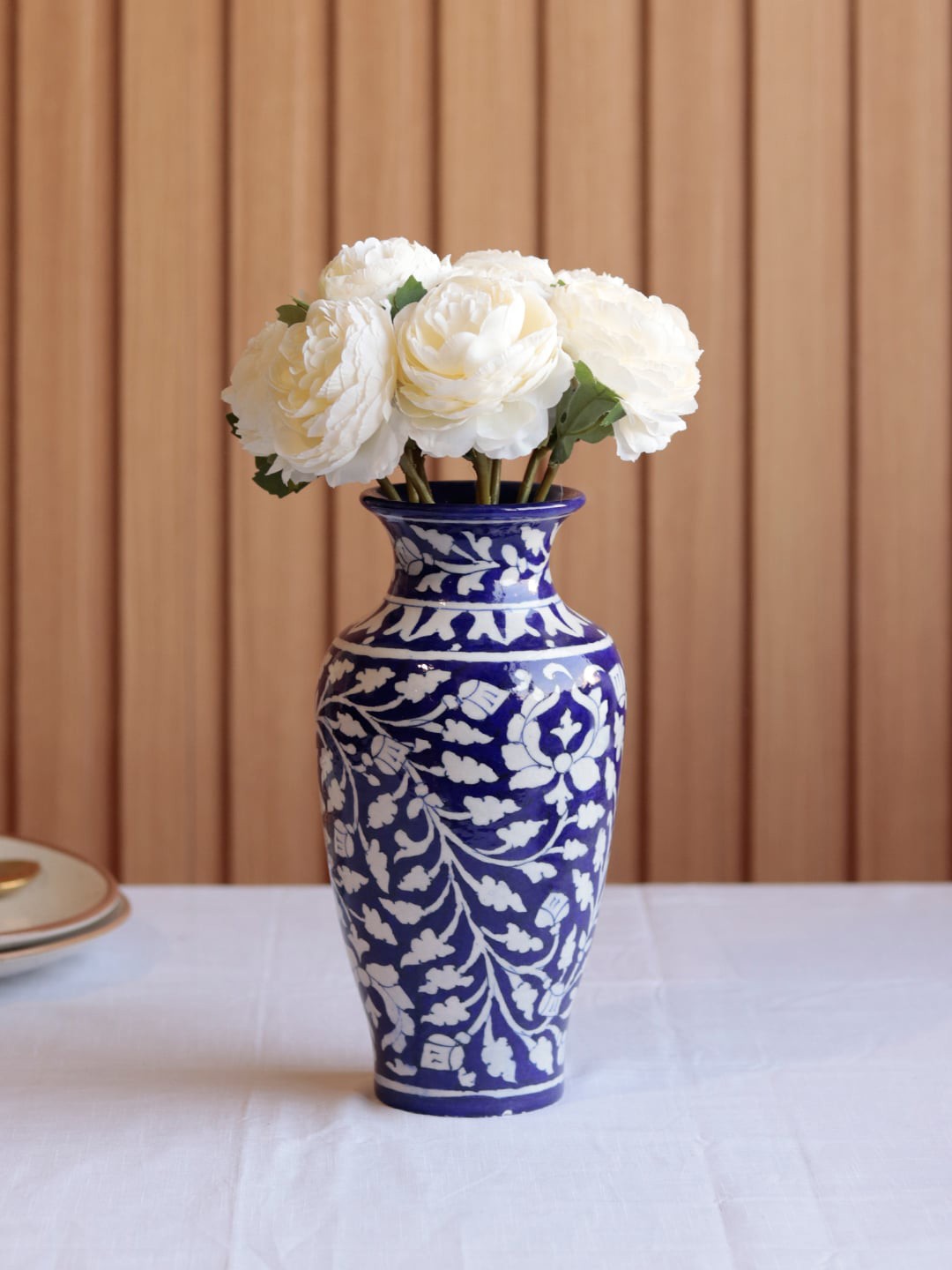 

Unravel India Blue & White Ceramic Unique Decorative Vase