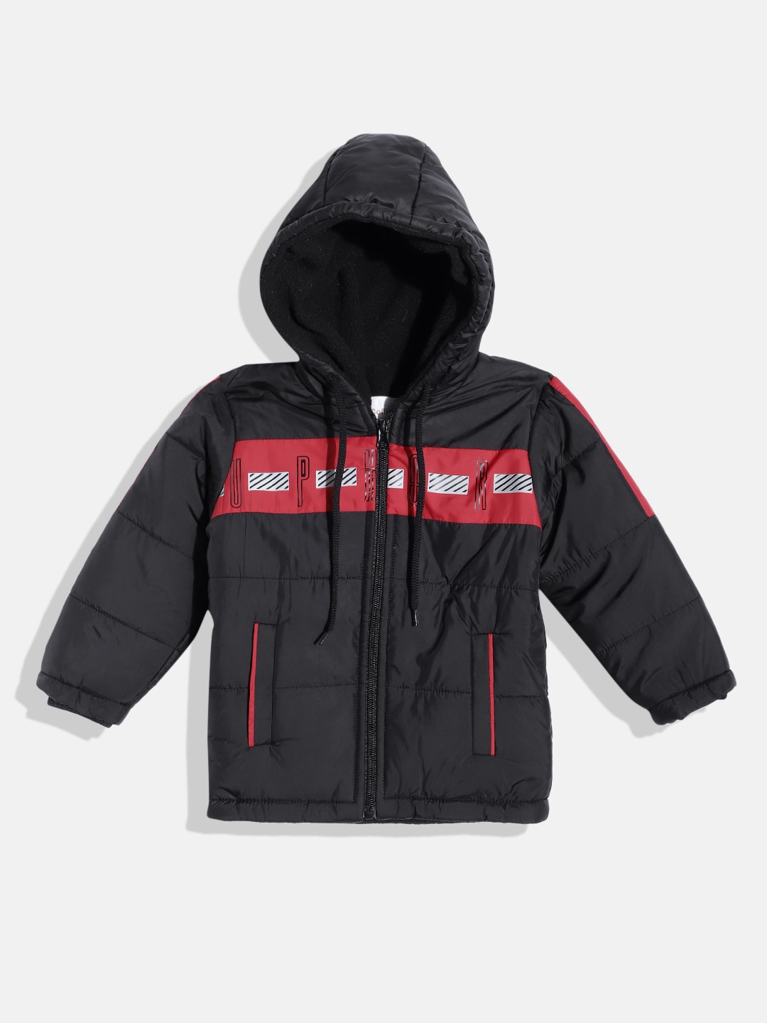 

Fort Collins Boys Typography Printed Hooded Padded Jacket, Black