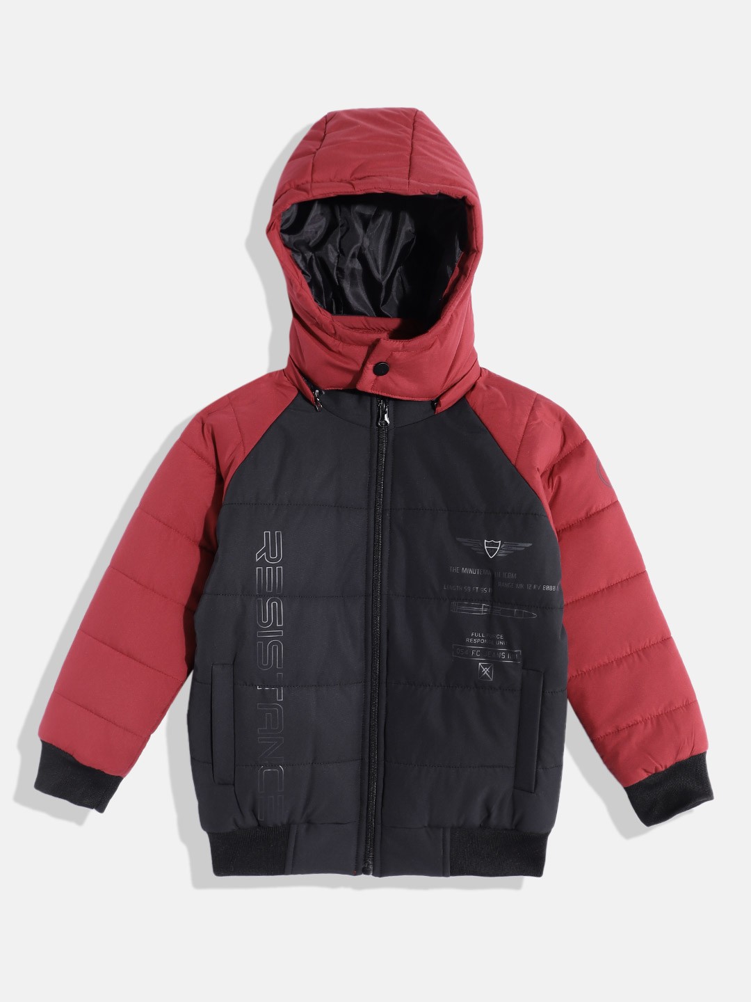 

Fort Collins Boys Colourblocked Hooded Bomber Jacket, Black