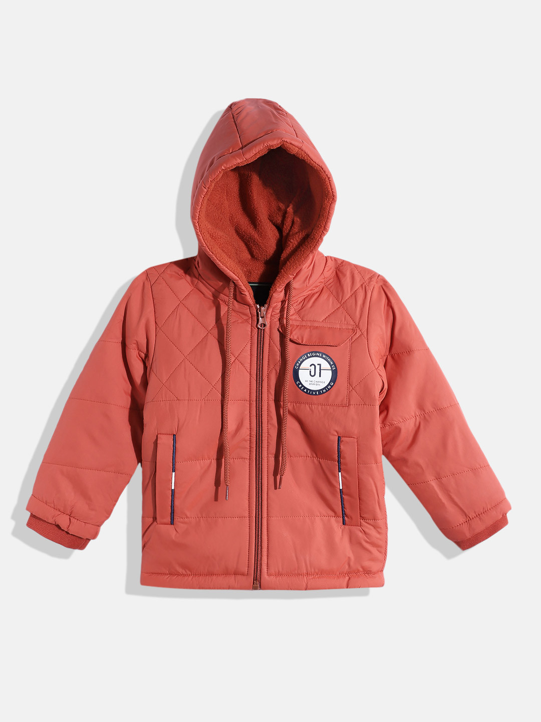 

Fort Collins Boys Typography Printed Detail Hooded Padded Jacket, Rust