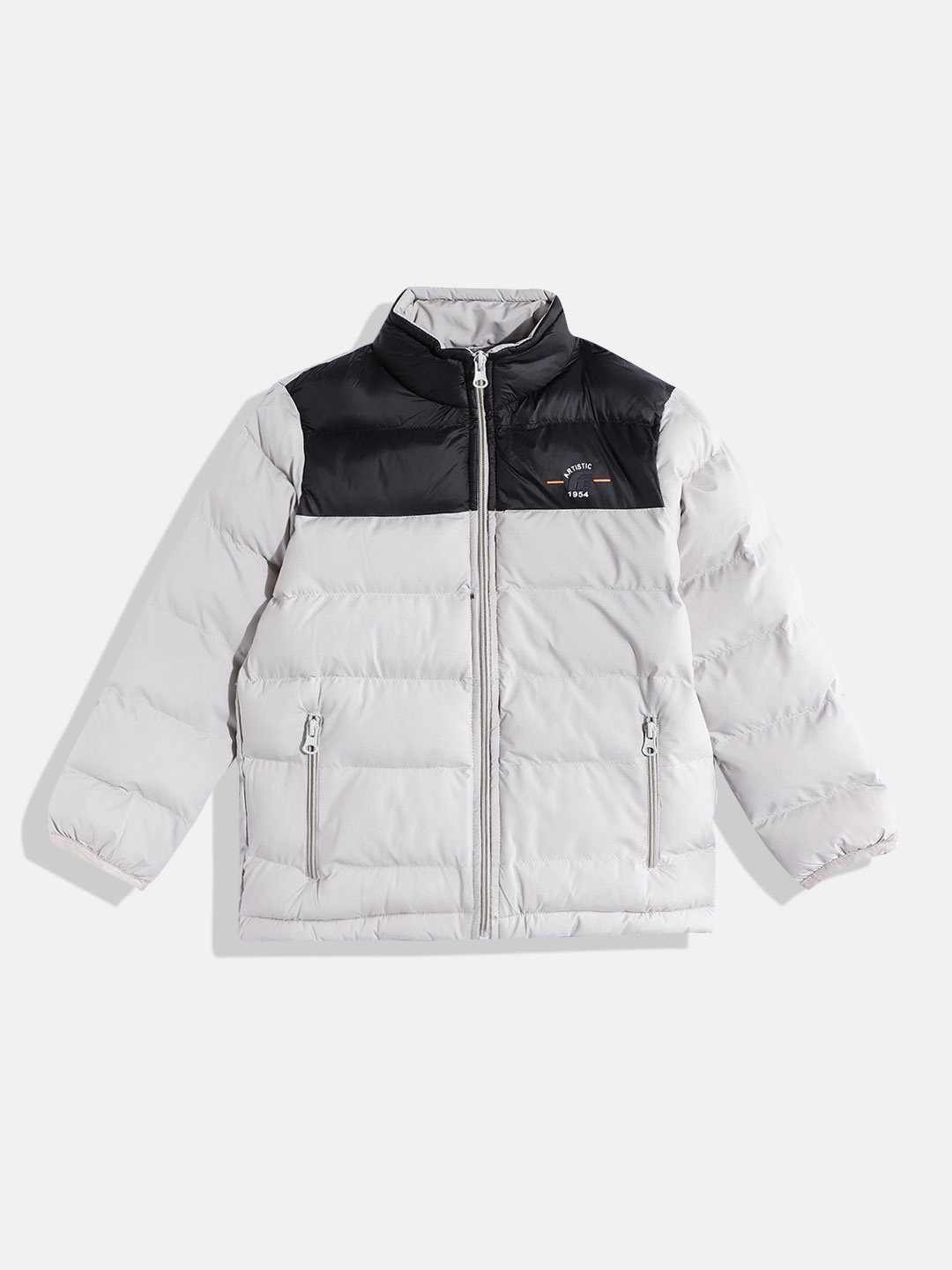 

Fort Collins Boys Colourblocked Mock Collar Padded Jacket, Grey