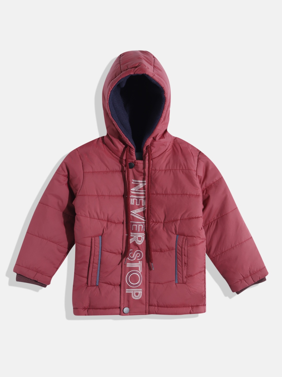 

Fort Collins Boys Typography Printed Hooded Padded Jacket, Maroon