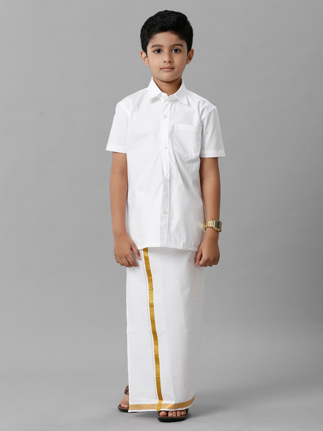 

Ramraj Boys Shirt Collar Shirt With Veshti, White