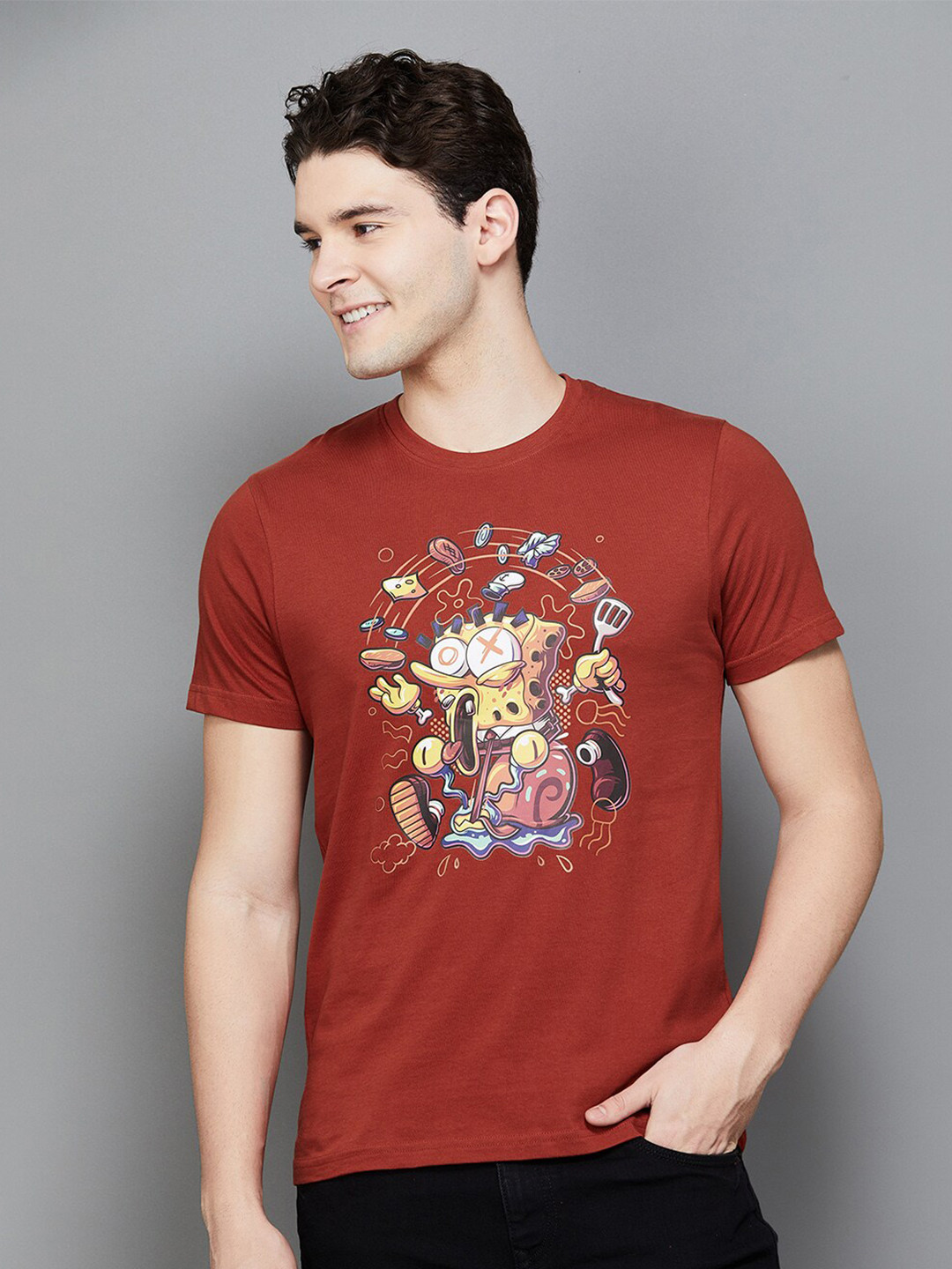 

Fame Forever by Lifestyle Graphic Printed Cotton Casual T-Shirt, Rust