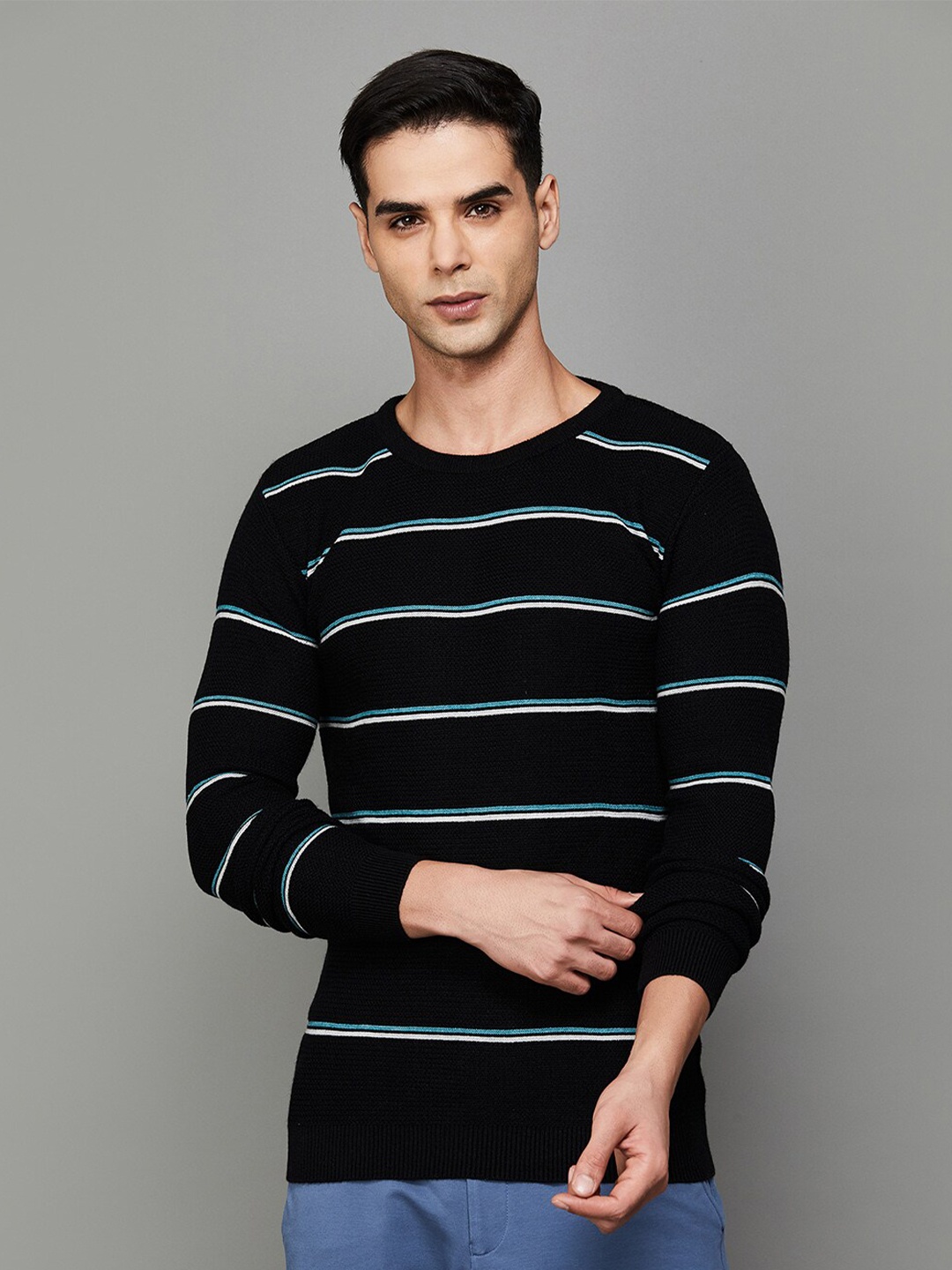 

CODE by Lifestyle Striped Cotton T-shirt, Black
