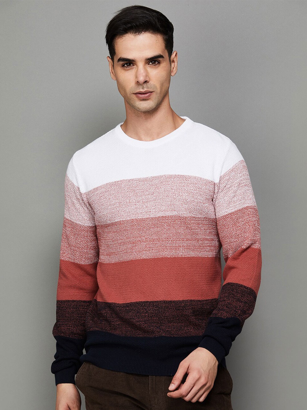 

CODE by Lifestyle Striped Cotton T-shirt, Rust
