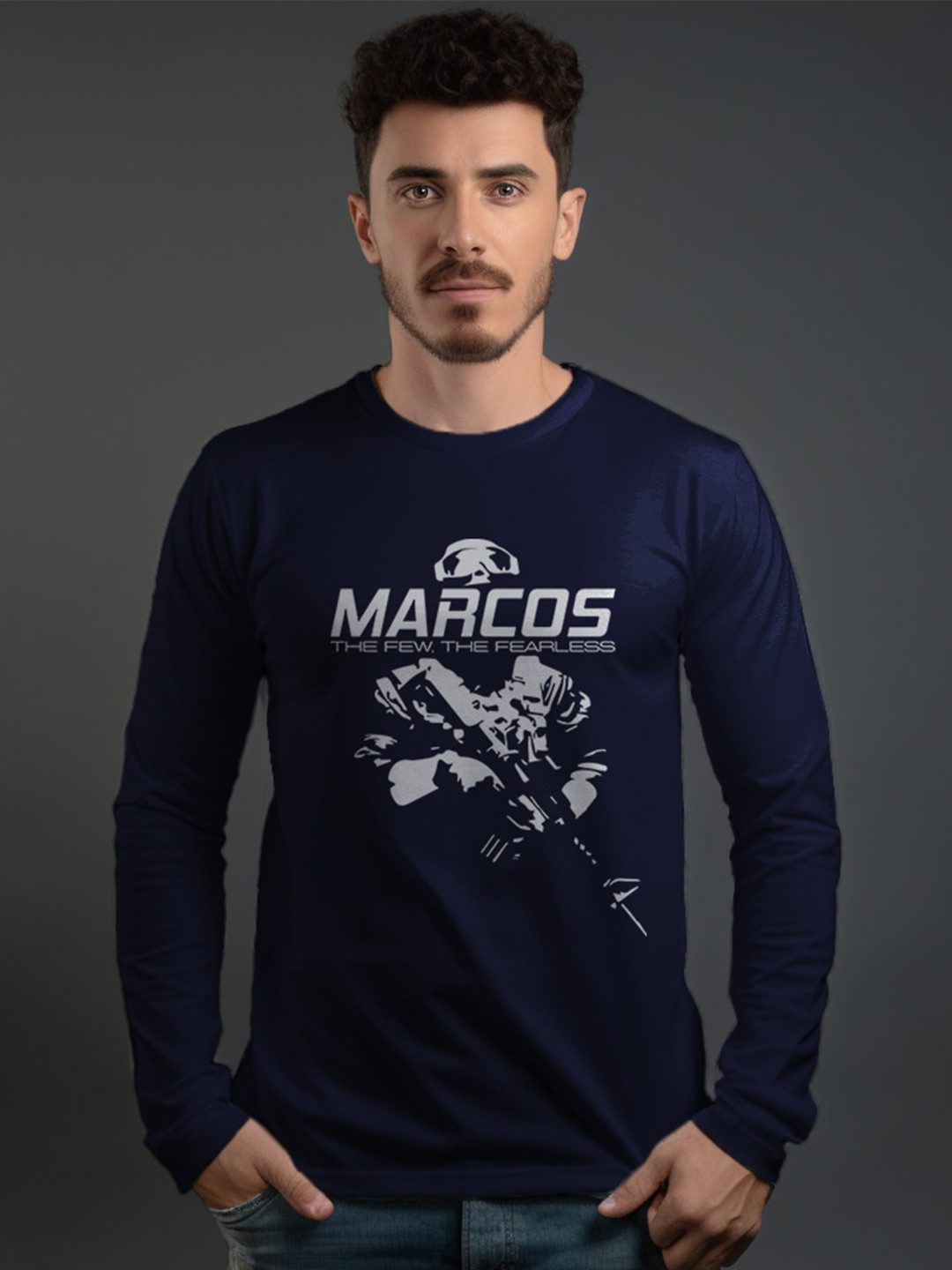 

Aero Armour Unisex Graphic Printed Pure Cotton T-shirt, Navy blue