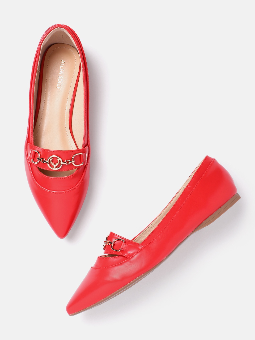 

Allen Solly Women Horsebit Detail Ballerinas, Red