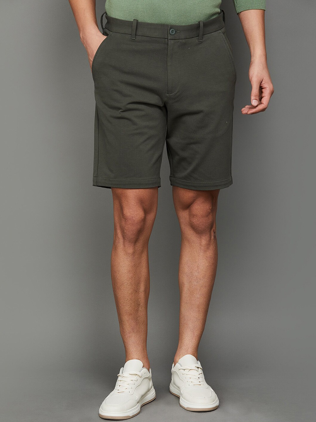 

CODE by Lifestyle Men Mid Rise Cotton Shorts, Olive