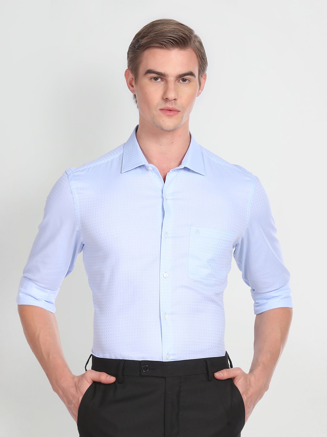 

Arrow Self Designed Cotton Pure Formal Shirt, Blue