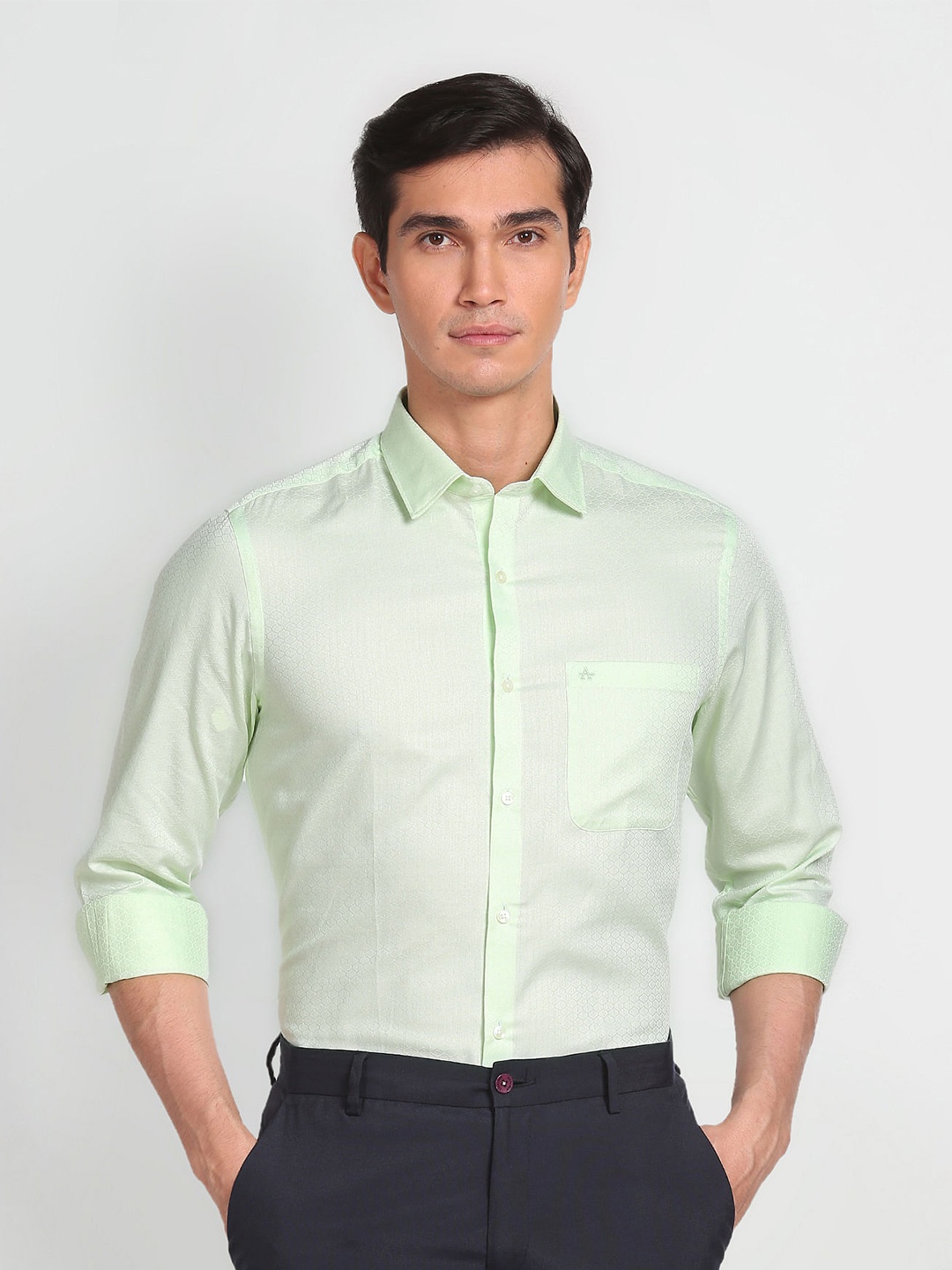 

Arrow Spread Collar Pure Cotton Formal Shirt, Green