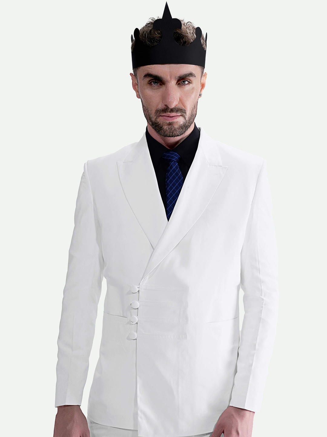 

FRENCH CROWN Double-Breasted Formal Blazer, White