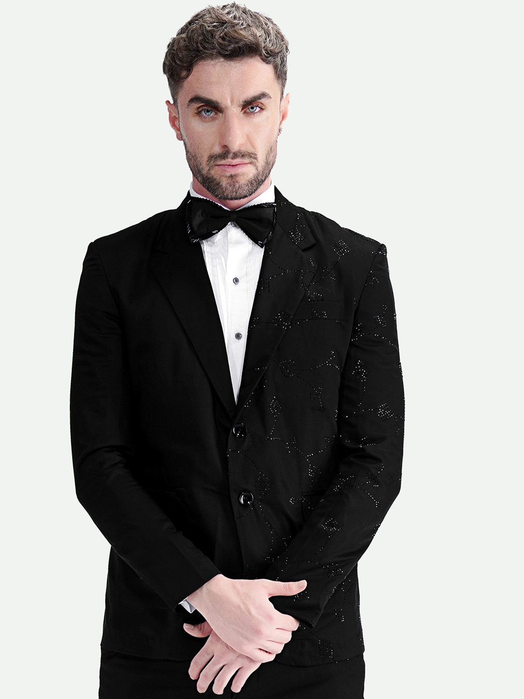 

FRENCH CROWN Premium Textured Single Breasted Blazers, Black