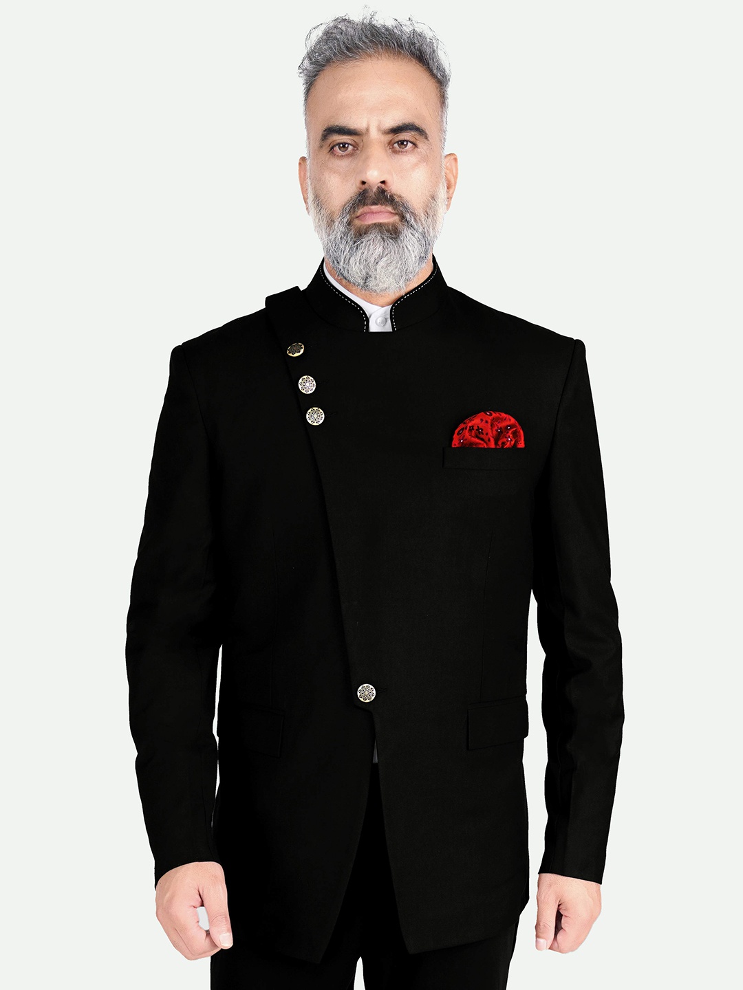 

FRENCH CROWN Men Jodhpuri Bandhgala Blazer, Black