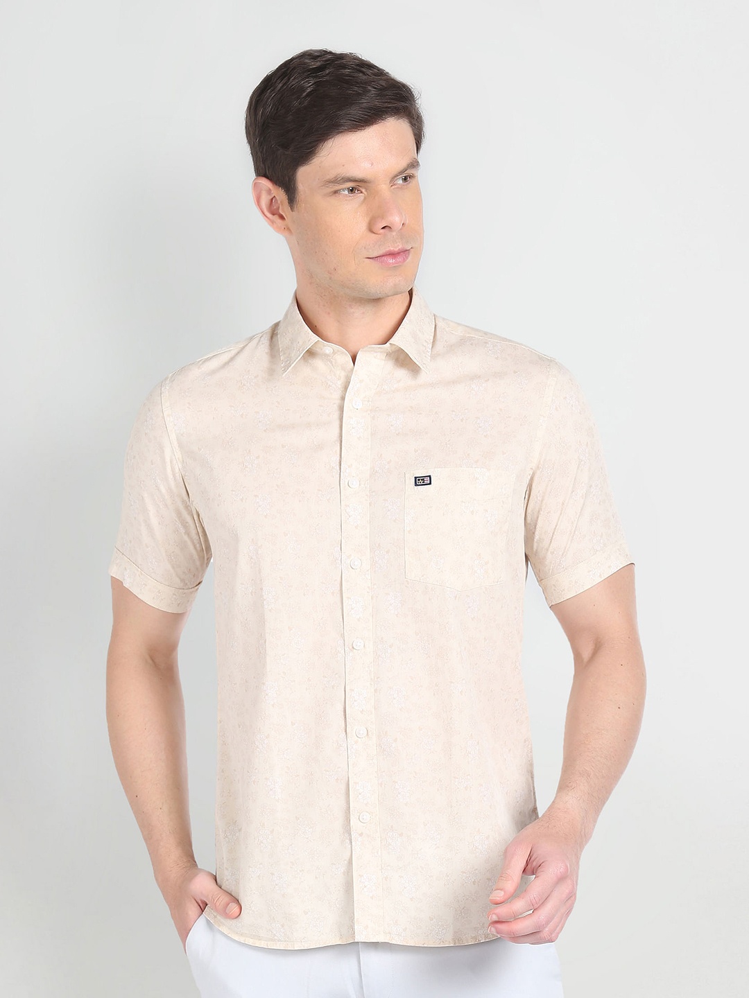 

Arrow Sport Slim Fit Spread Collar Cotton Casual Shirt, Beige