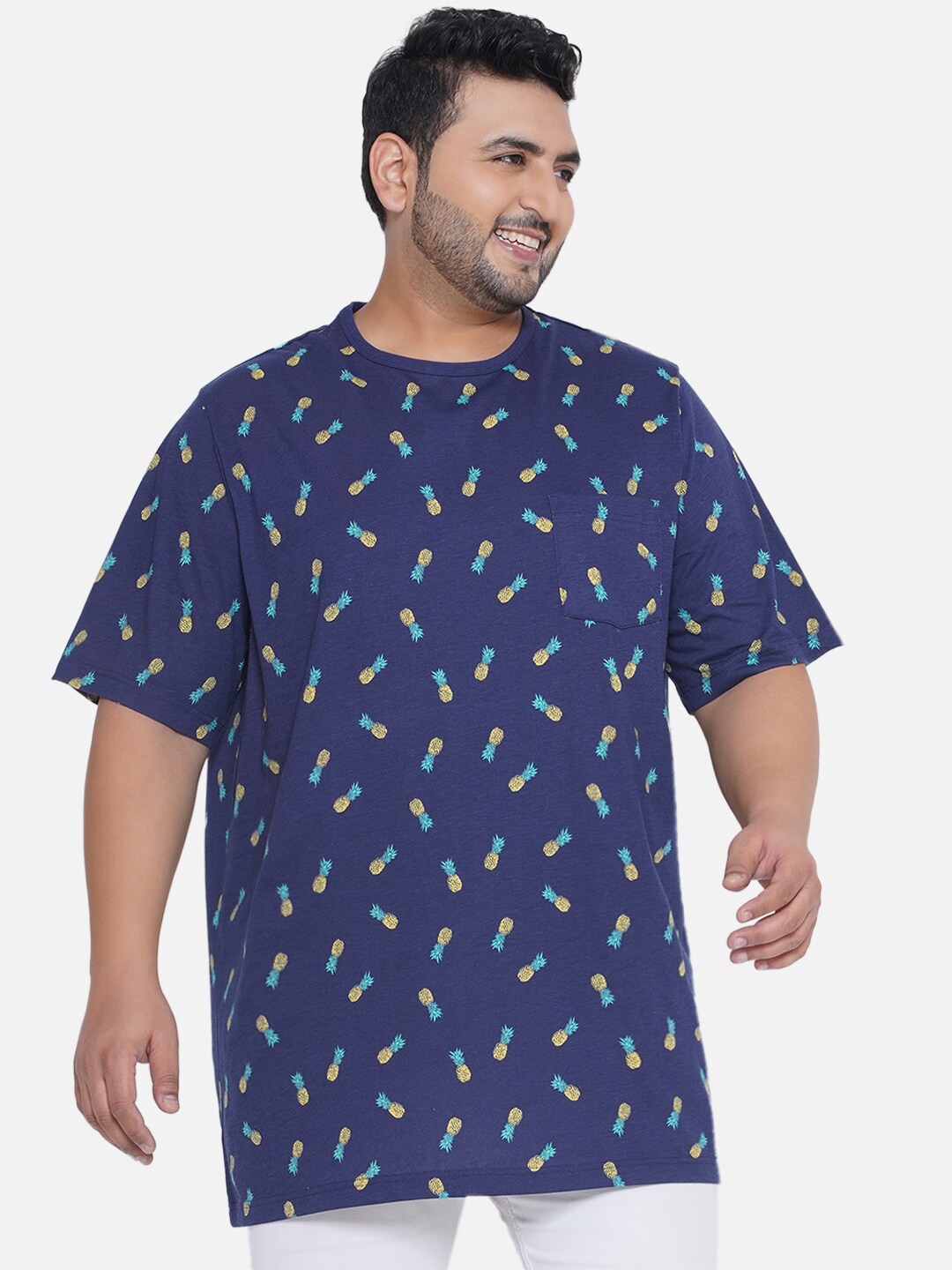 

Santonio Conversational Printed Pure Cotton T-shirt, Navy blue