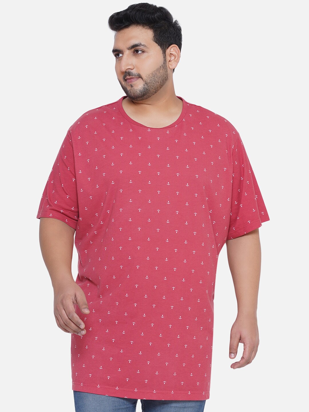 

Santonio Plus Size Conversational Printed Cotton T-shirt, Red