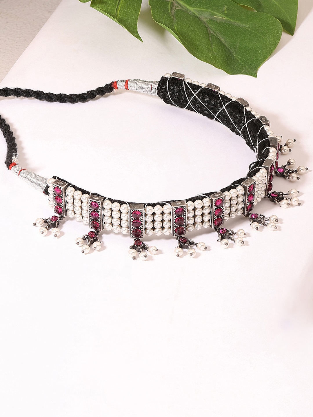 

ahilya Sterling Silver Silver-Plated Choker Necklace