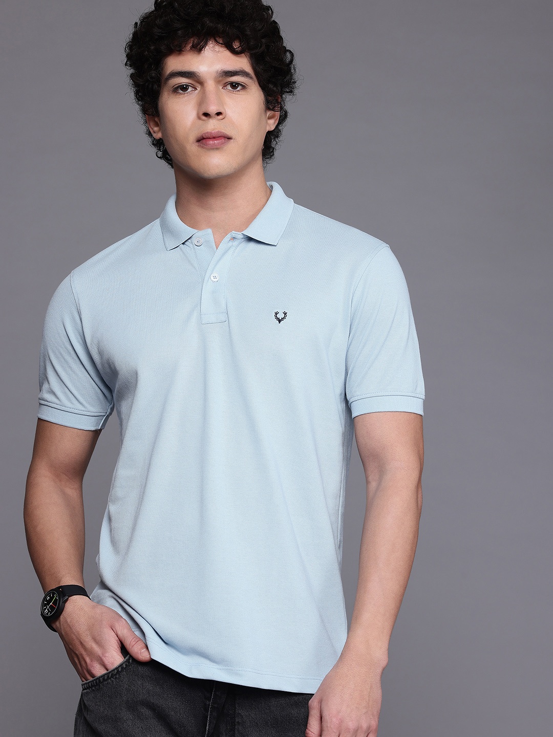 

Allen Solly Solid Polo Collar T-shirt, Blue