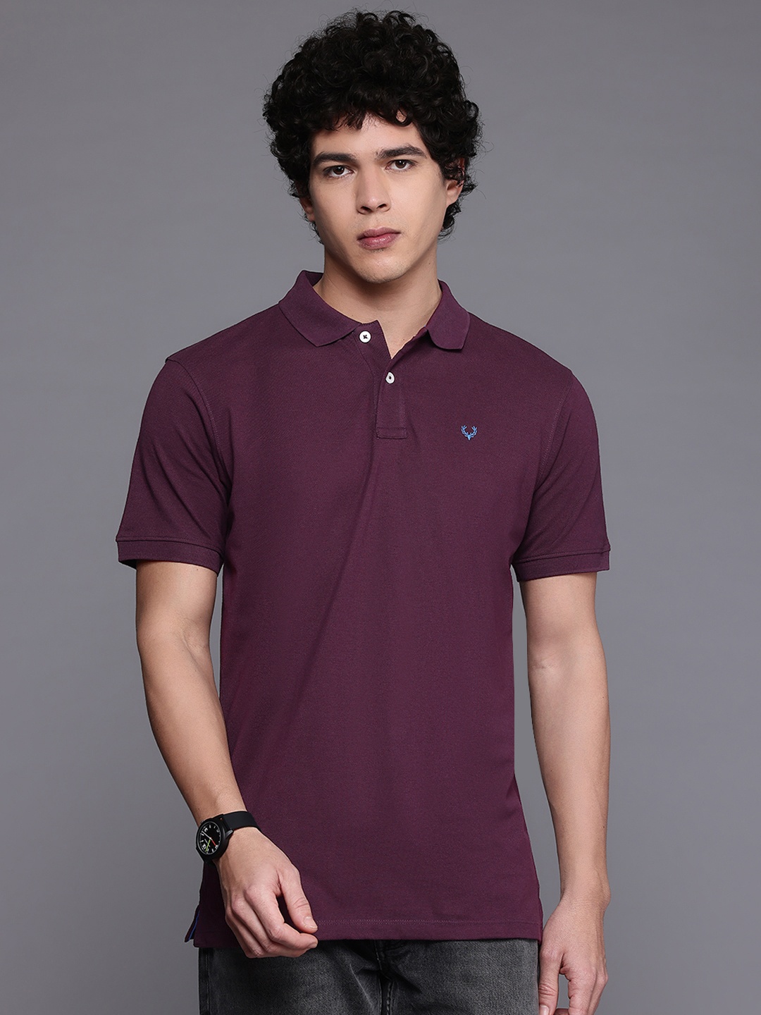 

Allen Solly Solid Polo Collar T-shirt, Burgundy