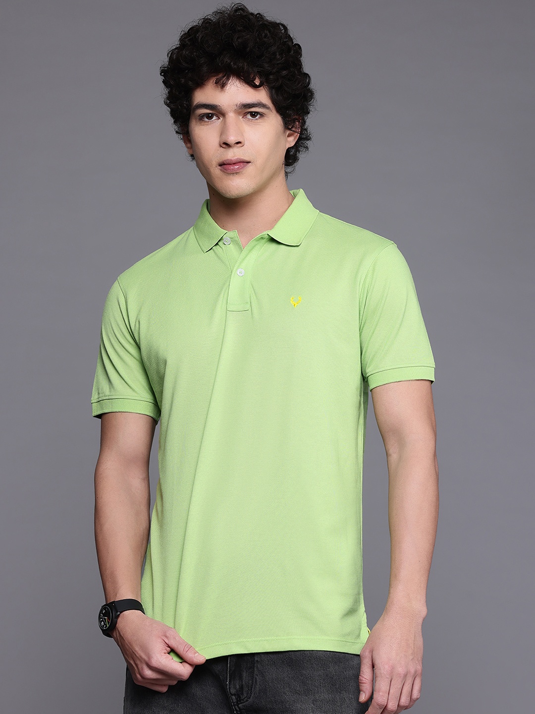 

Allen Solly Solid Polo Collar T-shirt, Green