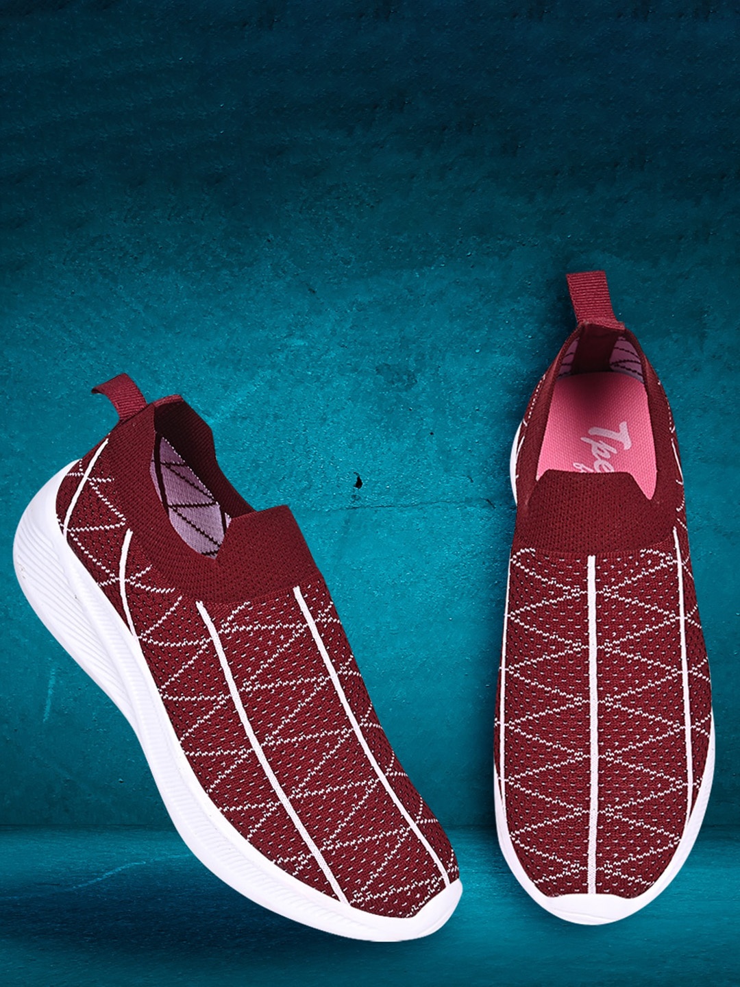 

TPENT Women Lightweight Mesh Slip-On Sneakers, Maroon