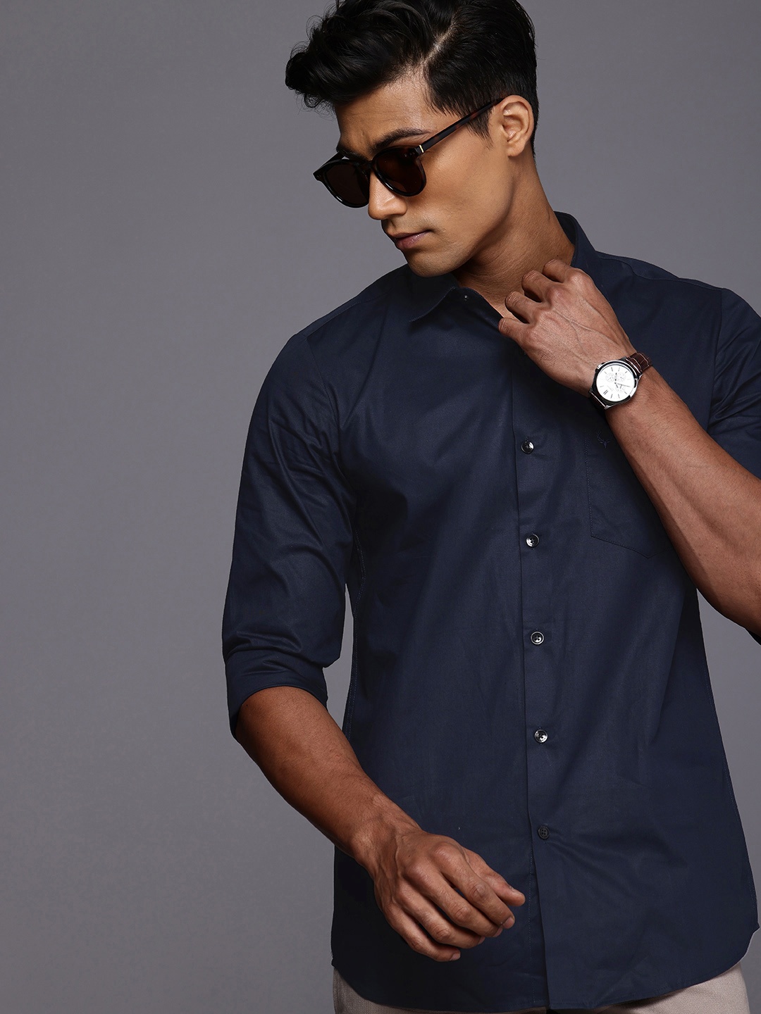 

Allen Solly Slim Fit Casual Shirt, Navy blue