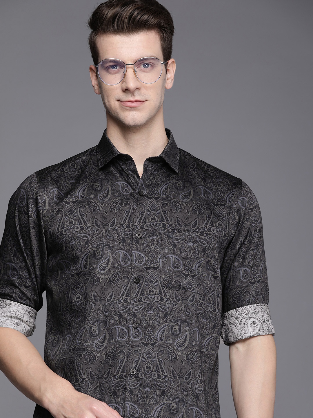 

Allen Solly Pure Cotton Sport Fit Ethnic Motifs Printed Casual Shirt, Charcoal