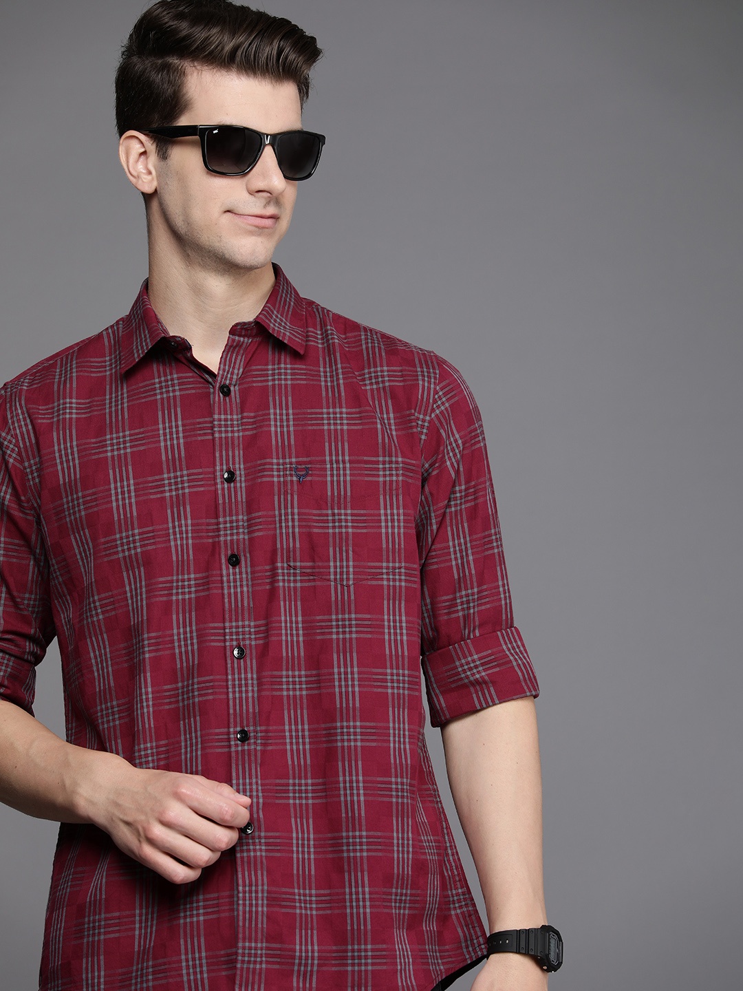 

Allen Solly Sport Regular Fit Checked Pure Cotton Casual Shirt, Red