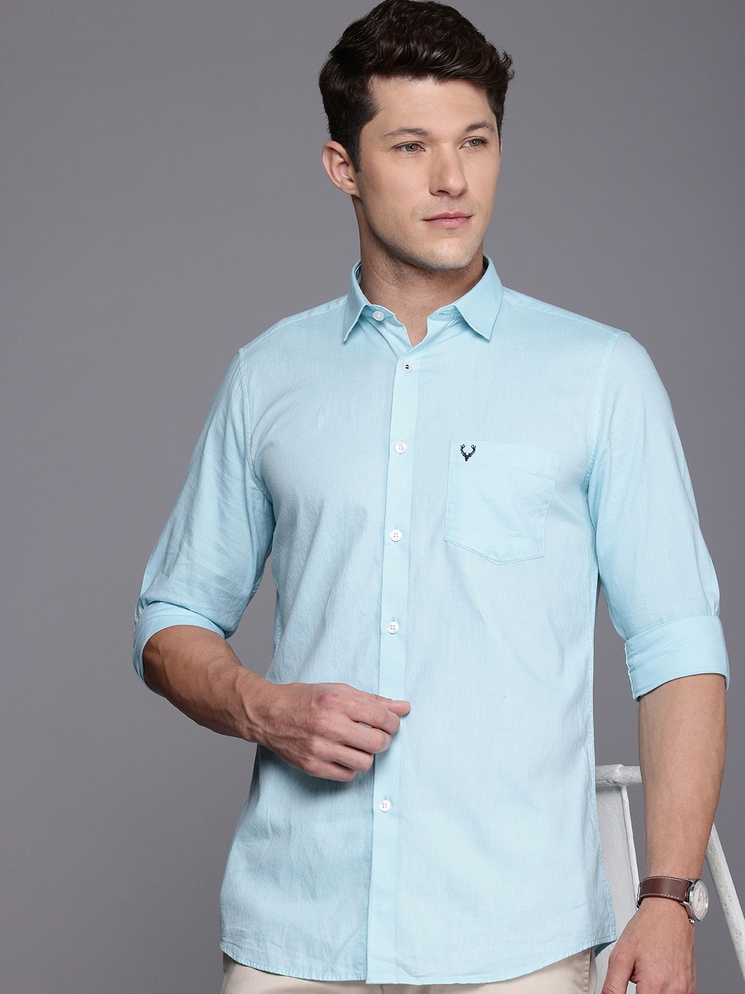 

Allen Solly Slim Fit Pure Cotton Casual Shirt, Blue
