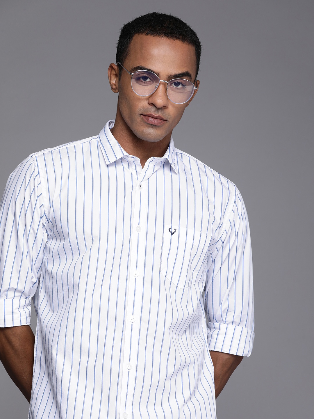 

Allen Solly Pure Cotton Sport Fit Striped Casual Shirt, White